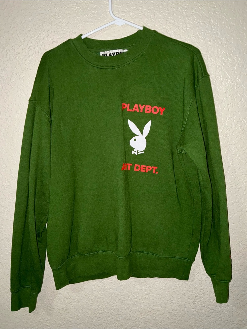 PLAYBOY Green Crewneck Sweatshirt with Red & White Logo